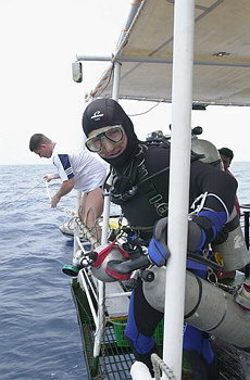 Dan about to get wet.